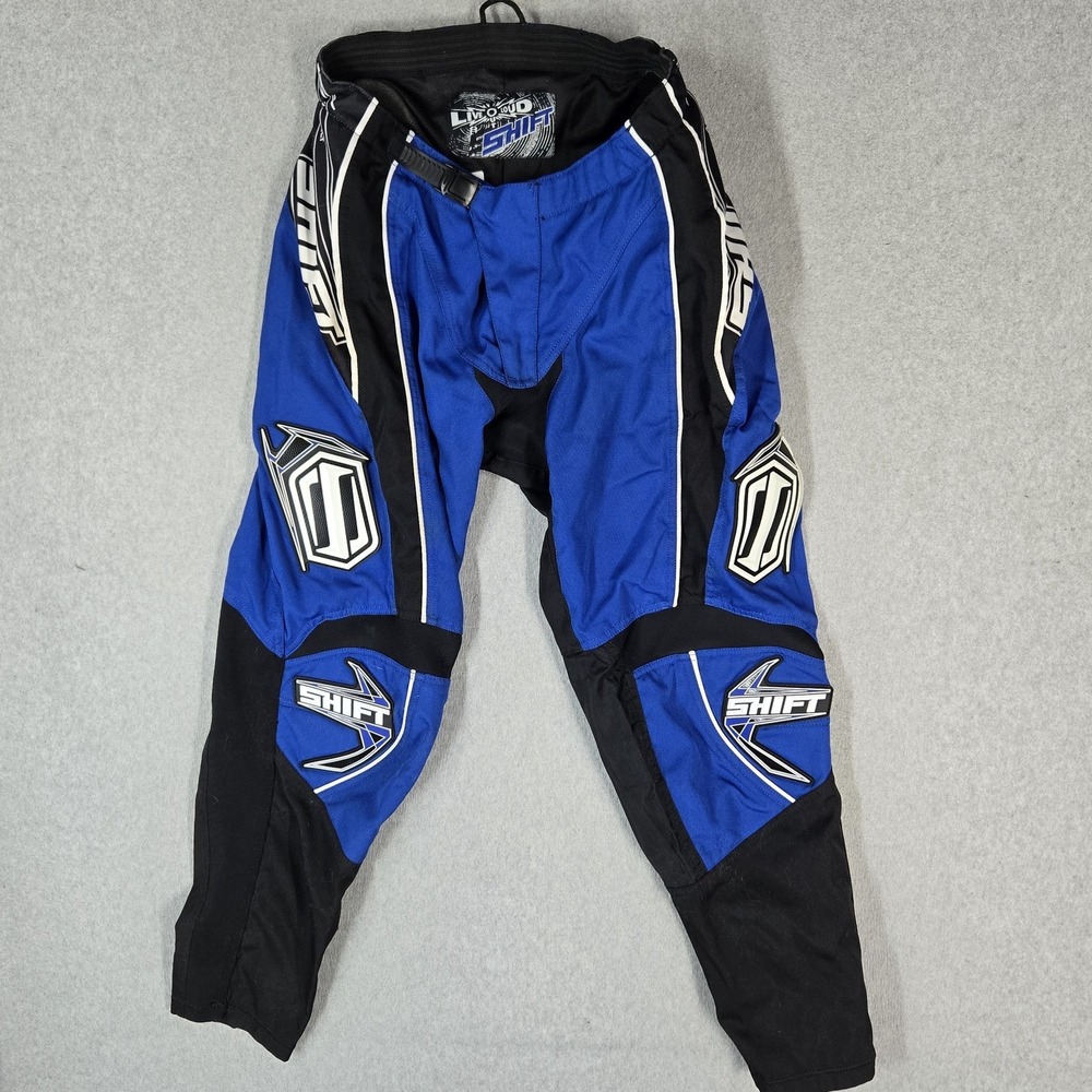 Shift Men Activewear Pants 34 Blue Colorblock Motocross Logo 29" Inseam READ